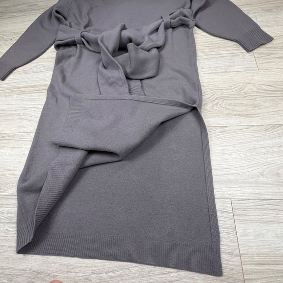 Tibi Airy Extrafine Wool Blair Dress Grey Tie Waist Midi Sweater Dress Medium - Picture 4 of 10